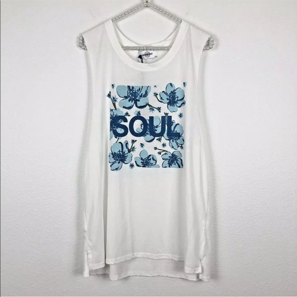 soulcycle Tops - [Soulcycle] NWT White Blue Floral Tank
